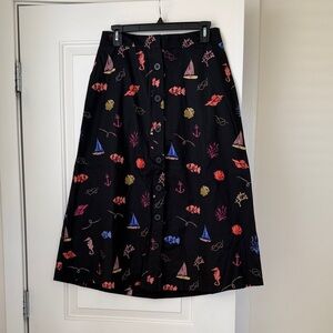 Cabi Catalina Skirt - Black Nautical Print Skirt